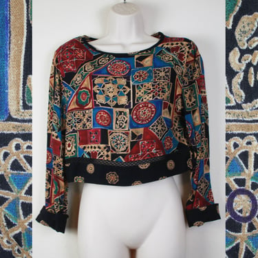 Vintage 90s Jewel Tone Crop Top, Size Small 