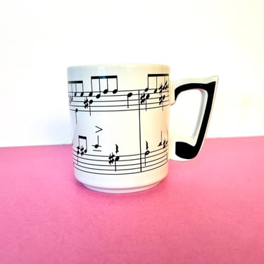 Vintage 1984 Musical Note + Sheet Music Ceramic Mug 