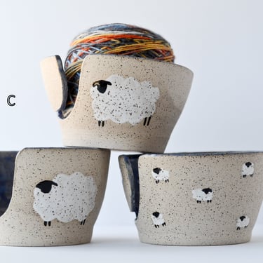 Sheep Yarn Bowl with Periwrinkle Color Glaze | Handmade Pottery |Gifts for knitters | Gifts for crocheter | Birthday Gift 