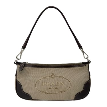 Prada Brown Canvas Mini Shoulder Bag