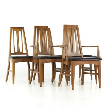 Young Manufacturing Mid Century Walnut Dining Chairs - Set of 6 - mcm 