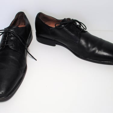 Mens Dress Shoes, Vintage 1980s Saks Fifth Avenue, Black Leather Oxfords, Laced Tie Shoes, Size 9 Men 