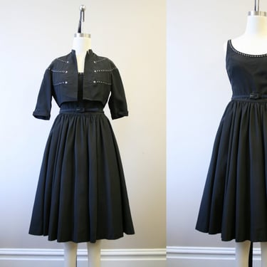 1950s Carlye Black Dress and Jacket Set 