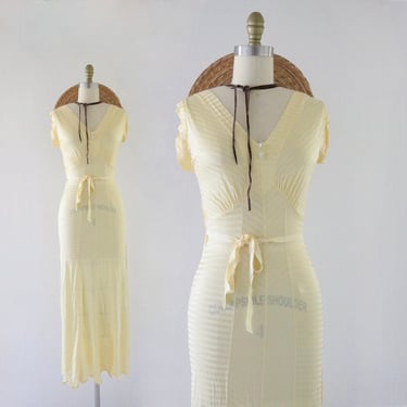 40s chamomile slip dress - vintage 30s 40s xs extra small yellow long maxi gown nightgown 1930s 1940s 