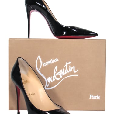 Christian Louboutin - Black Patent Leather Pointed Toe &quot;Kate&quot; Pumps Sz 8.5