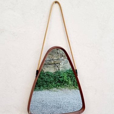 Modern Triangular Mirror by Franco Campo and Carlo Graffi / Scandinavian Mirror / Italian Design / Teak Wooden Mirror / Vinterior / '50s 