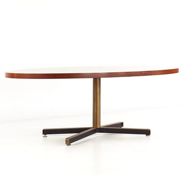 Florence Knoll Style Mid Century Rosewood and Brass Dining Table - mcm 