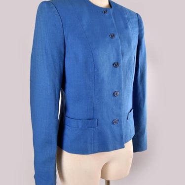 Blue NEIMAN-MARCUS David Hayes Designer Jacket Suit Blazer Vintage 1980's 