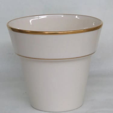 Lenox Ivory Gold Trim Porcelain Planter Pot Vase 3072B