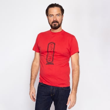 Sm-Med 80s Egyptian Hieroglyphic T Shirt | Vintage Red Egypt Graphic Tee 