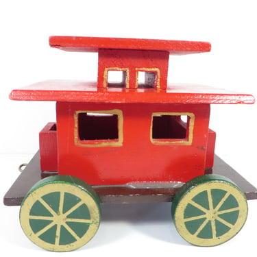 Vintage Red Wood Train Car - Christmas Wood Toy Train 