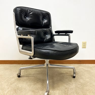 Eames Time Life executive chair Herman Miller black leather office mid century 