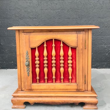 Oak End Table With Cabinet