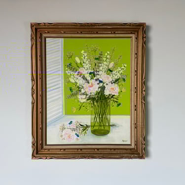 1970's Ryozo Still Life Oil Painting, Framed 