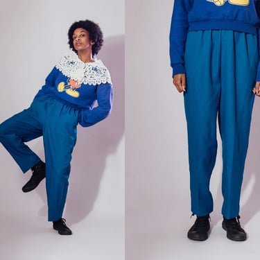 Vintage 90's Blue Highwaist Polyester Pants 