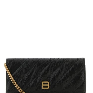 Balenciaga Woman Black Leather Crush Wallet
