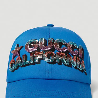 GUCCI Logo Embellished Baseball Cap in Blue