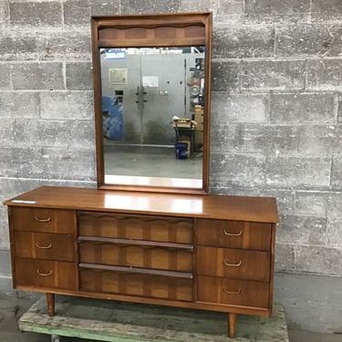 Walnut MCM Dresser W/ Mirror (Seattle)