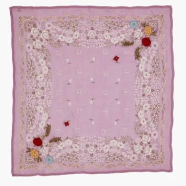 Embroidered Floral Bandana - Pastel Lavender