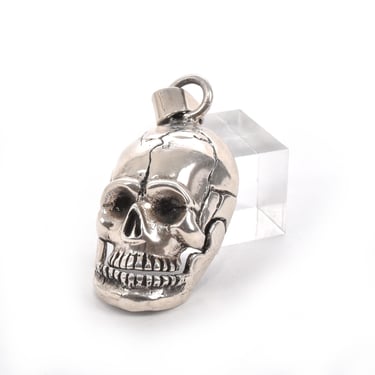 Vintage Sterling Silver Skull Pendant with Articulating Jaw, Silver Skull Pendant for Chains 