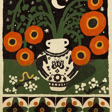 Moonlit Wildflowers & Horse Vase