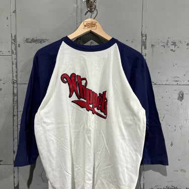 L 80s Whippets logo raglan Tshirt 3/4 sleeve size large 