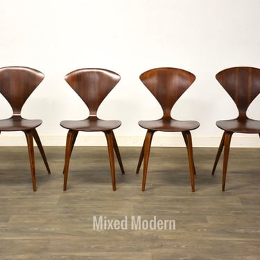 Norman Cherner Walnut Plycraft Dining Chairs- Set of 4 