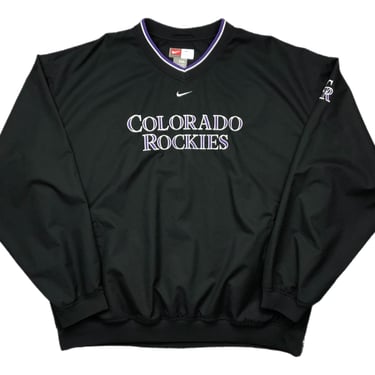 Vintage 90s Nike Team Colorado Rockies Baseball Center Swoosh Embroidered Windbreaker Pullover Jacket Size XL/XXL 