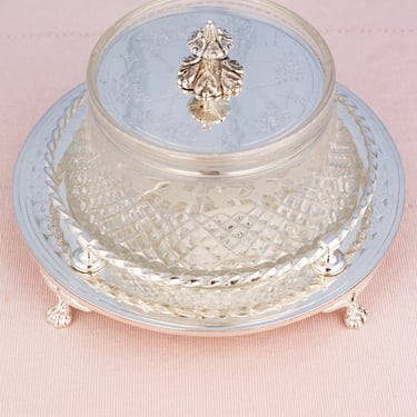 Antique Silverplate &amp; Cut Crystal Dish