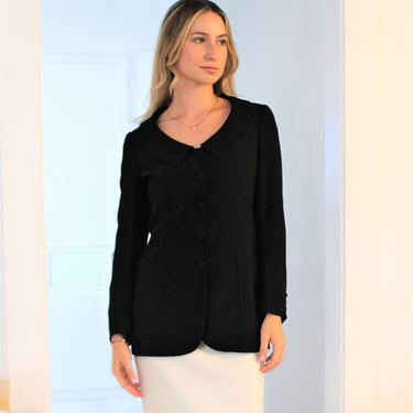Vintage 1980s Moschino Couture Blazer, Black Jacket, size 6 US Women 