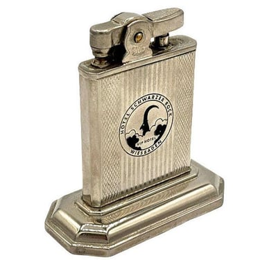 Post War Hotel Schwarzer Bock Logde Table Lighter with USAFE Engraving 