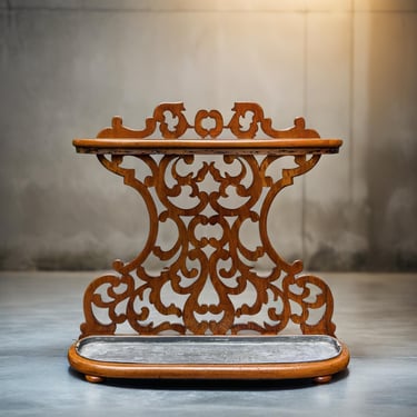 Antique Victorian Mahogany Umbrella Stand – Ornate Carved Fretwork Hall Stand / Entryway Organizer / English 19th c. 
