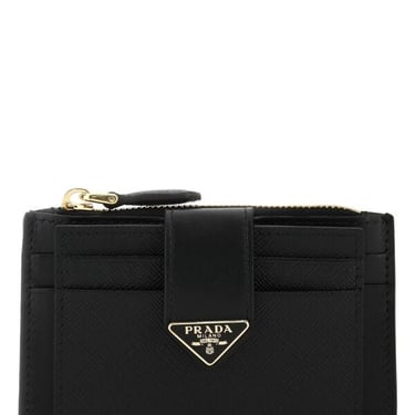 Prada Women Black Leather Card Holder