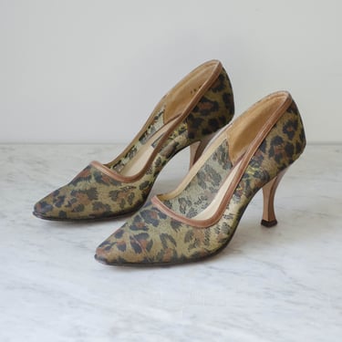 leopard mesh heels | 80s vintage DIVA sheer mesh pointed toe stiletto pumps US size 6.5 
