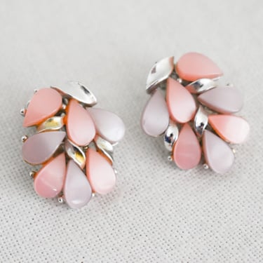 1960s Pink and Lavender Thermoset Clip Earrings 