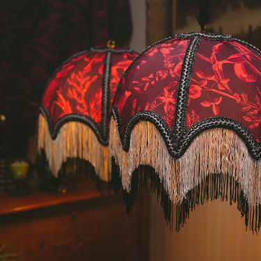 Bespoke Handmade Umbrella-Fringed Pendant Lamp