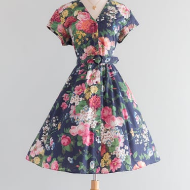 The Perfect 1980's Floral Print Day Dress With Pockets / ML