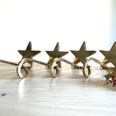 Vintage Solid Brass Star Stocking Holders, Sold Separately 
