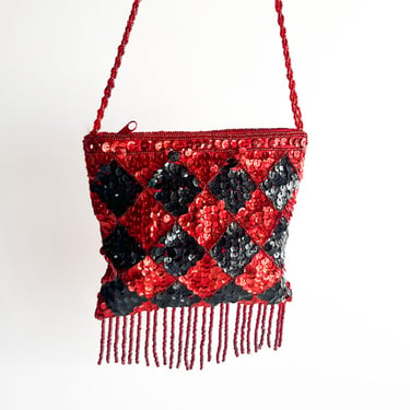 Y2K Red Sequin Beaded Bag