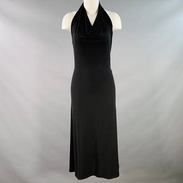 MAX MARA Size 2 Black Viscose Blend Jersey Halter Midi Dress