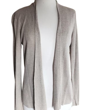 Vintage Eileen Fisher Linen Cardigan Sweater Beige Knit / L 