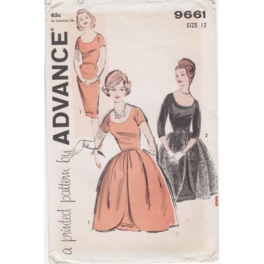 Vintage 1961 Advance Sewing Pattern 9661, Misses Scoop Neck Dress ...