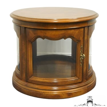 GORDON'S FURNITURE Traditional Style Bookmatched Walnut 25" Round Accent Display End Table 