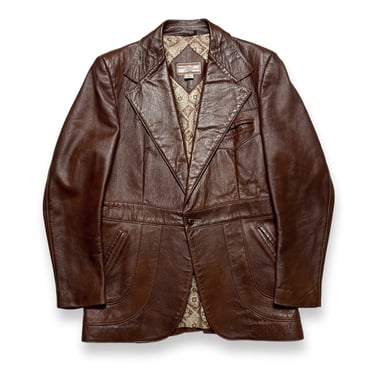 Vintage 1970s GRAIS Leather Jacket ~ size 40 to 42 ~ Blazer / Sport Coat ~ Belted Back / Norfolk 
