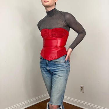 80s North Beach Leather red bustier corset top 