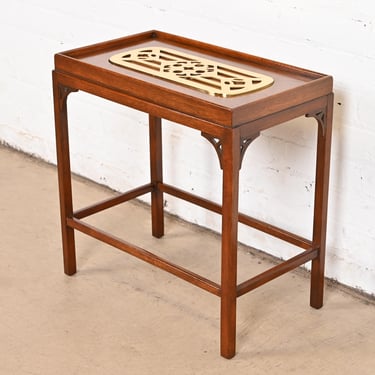 Baker Furniture Historic Charleston Georgian Mahogany and Brass Tea Table or Occasional Side Table