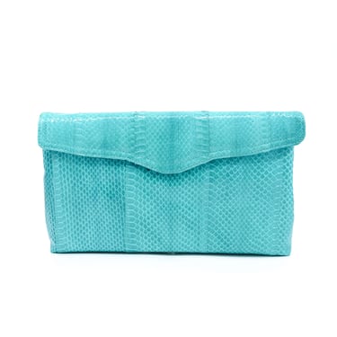 Aqua Snakeskin Convertible Clutch