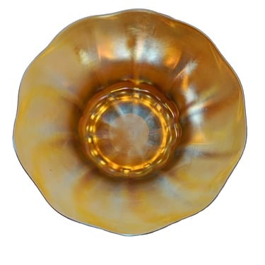 Antique L.C Tiffany Favrile Gold Iridescent Bowl, Signed 
