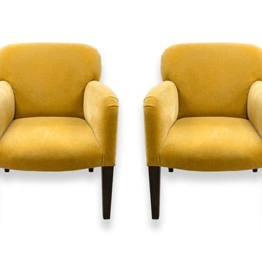 Pair of Postmodern Chartreuse Yellow Gold Armchairs 