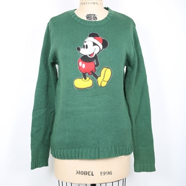 Vintage Green Mickey Mouse Knit Sweater 